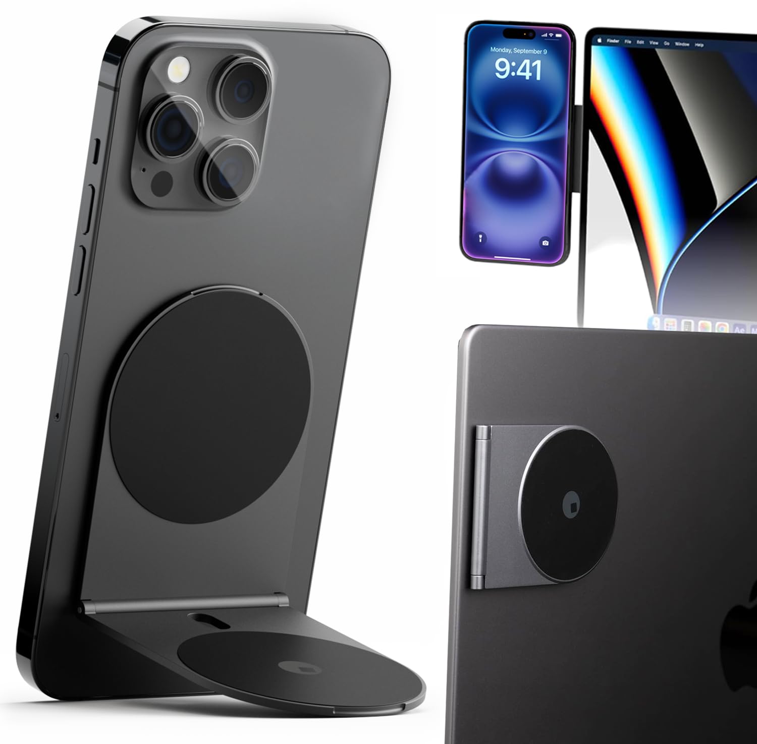 Rolling Square Edge Pro Core - Mobile Phone Magnetic Holder, Smartworking and Productivity Accessory, Compatible with MagSafe, Compatible with any phone, Space Grey