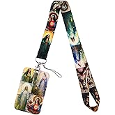 Portrait Lanyard with ID Badge Holder Mother Mary Heart Name Badge Tag Card Holder Clip for Keys