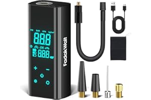 FADAKWALT Tire Inflator Portable Air Compressor, 150 PSI Cordless Air Pump with Digital Pressure Gauge, LED Light, Auto Shut-Off, for Car, Motorcycle, Bike, Ball – Not for Truck Tires