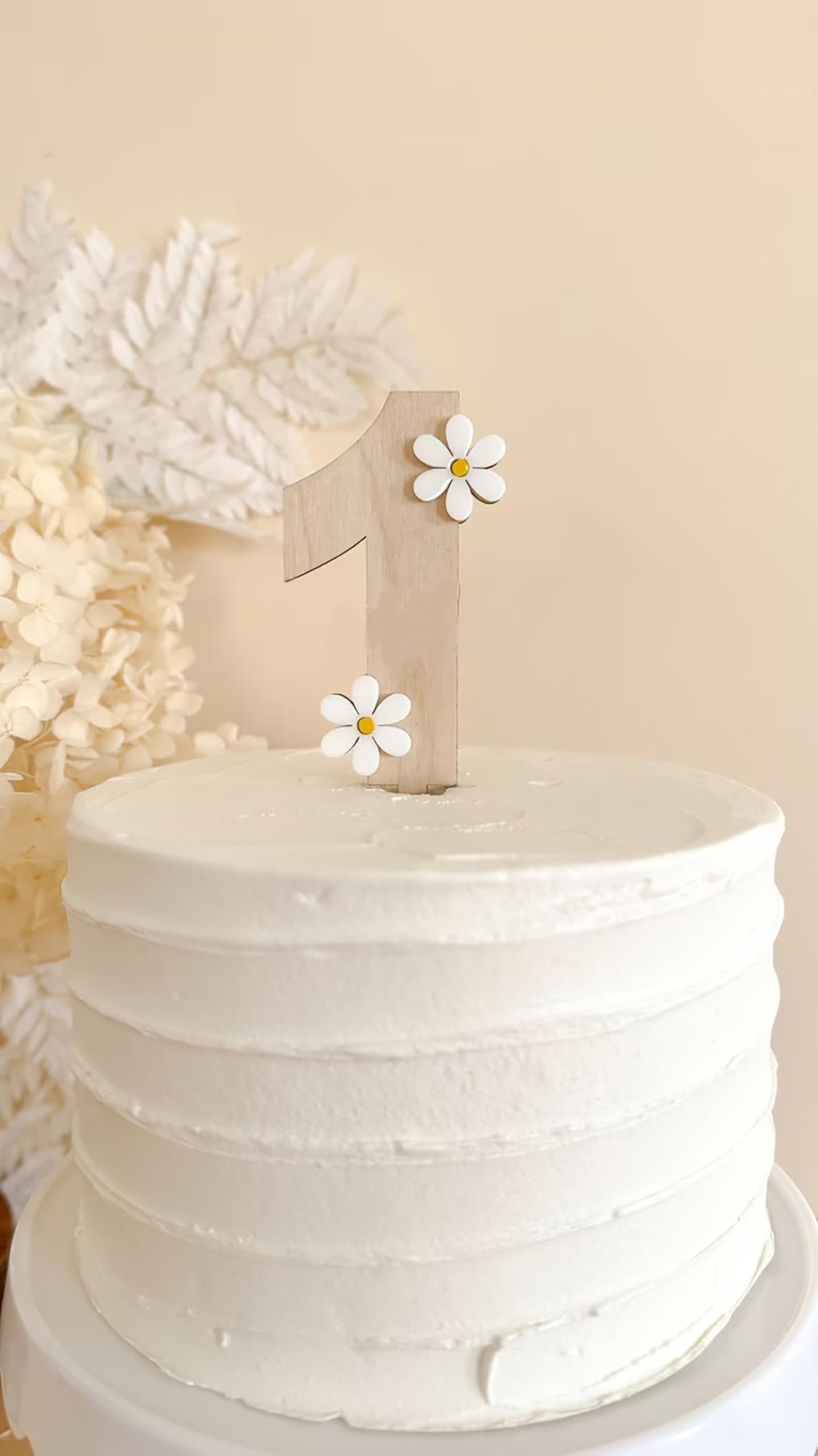 Photo 1 of Wooden Daisy One Cake Topper,Smash Cake Topper,Daisy 1st Birthday Party Decorations for Daisy Boho Retro Party Decoration,First Birthday Supplies
