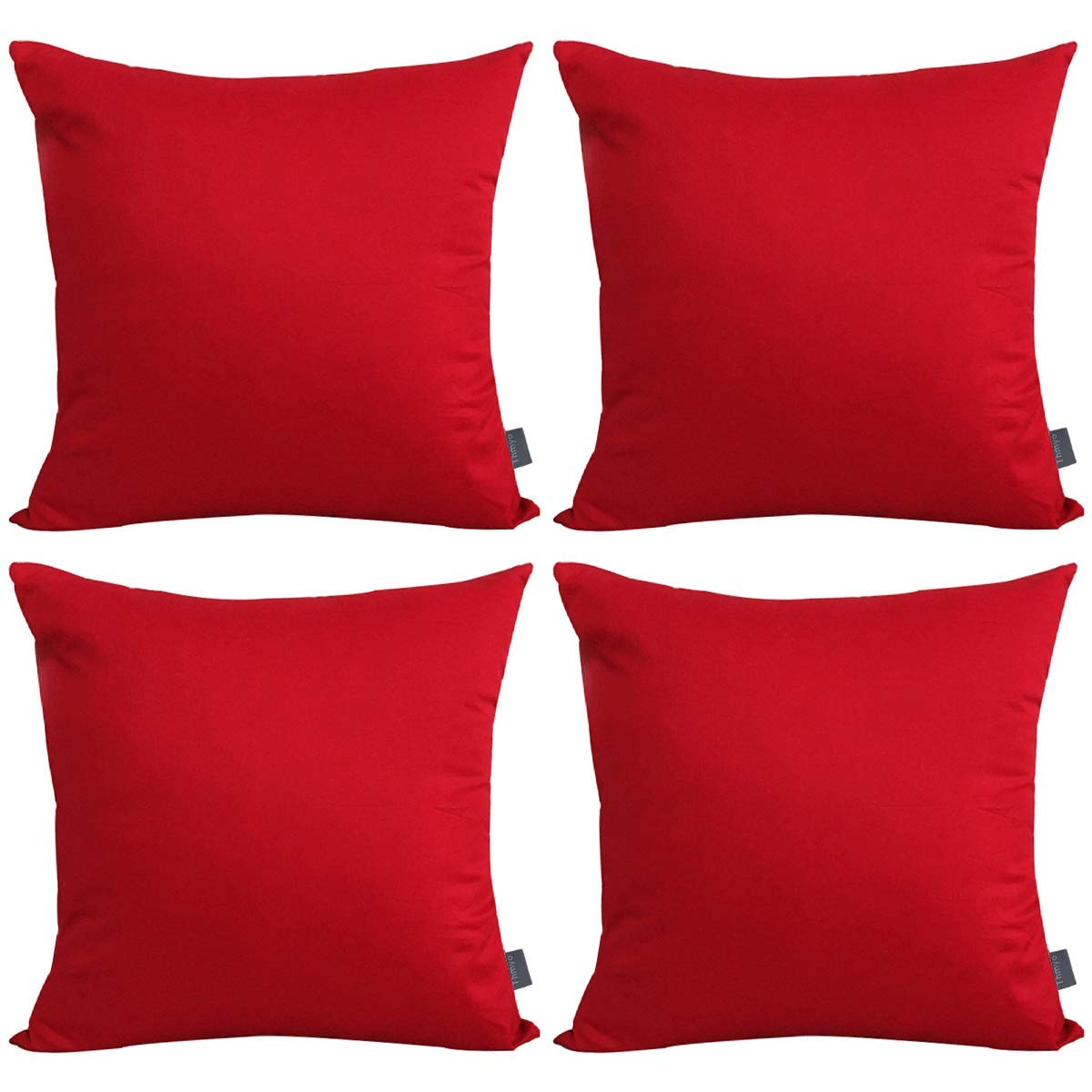 4-Pack Cotton Comfortable Solid Decorative Throw Pillow Case Square Cushion Cover Pillowcase (Cover Only,No Insert) (24x24 inch/ 60x60cm, Red) โ image 1