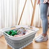 SAMMART 42L Collapsible Laundry Basket Foldable Storage Container White Grey view 7