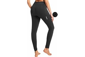 qualidyne Women's 4D Padded Bike Pants, Thermal Fleece-Lined with Pockets, Full-Length Winter Cycling Tights for Cold Weather