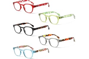 Kerecsen Reading Glasses 5 Pack Unisex Fashion Spring Hinge with Pattern Design Readers