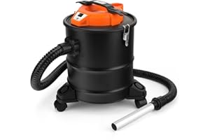LIGO Ash Vacuum, 4 Gallon, 4HP, Double Filtration, with 3 Swivel Casters,Blowing Funcation, Ash Dust Collector for Pellet Sto