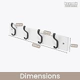 keypak Minimalistic Wall-Mounted Coat Rack 4 Hooks 38cm Matte Black/White view 3