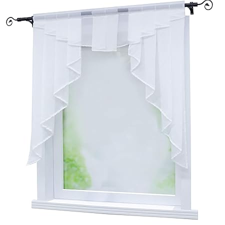 Joyswahl Kleinfenster Scheibengardine Voile Bistrogardine »Gerda« mit Tunnelzug Transparente Gardine Stores BxH 80x80cm Weiß 