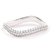 STORYJEWELLERY Sterling Silver Rings, Silver Wedding Band for Women, Curved Wedding Bands for Women, Chunky Rings, Cubic Zirconia Ring, Gifts for Her