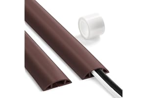 Floor Cable Cover 3ft Brown, LZEOY Cord Covers for Wires on Floor, Low Profile Cord Hider Cable Management, Office/Carpet Compatible