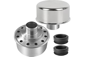 (2-Pack) Calvana Round Push-In Breather with 1” Tube for 1-1/4" Hole in Valve Cover, Includes Grommet, Compatible with Spectre 4276, Fits SBC, BBC, SBF, 327, 350, 302, 454, and 502