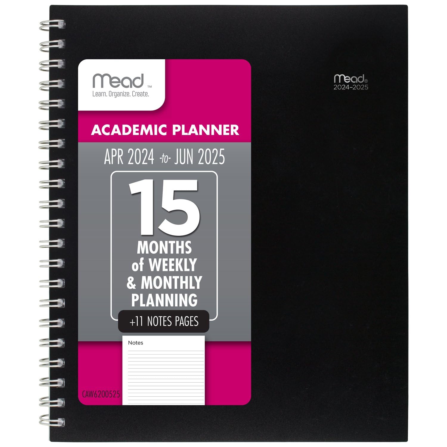 Photo 1 of Mead Planner 2024-2025 Academic, Weekly & Monthly, 8 1/2" x 11", Large, Basic, Black (CAW62005)