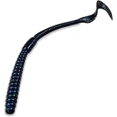 5.5" Pulse Slim Worm Soft Lure for Bass Fishing, Slim Profile Salt Infused Responsive Curl Tail with Ribbed Body &amp; Reinforced Hook Section, 12 Pack