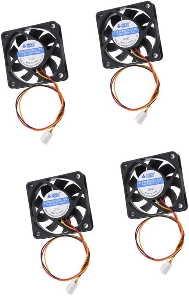 Myriad Choices 4 Pcs 12V 3 Pin 60mm Mini Silent Cooling Fan for Computer Case and CPU Cooler