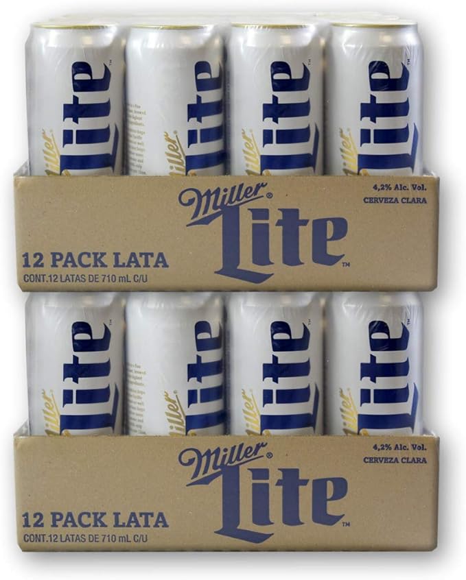 Cerveza Miller Lite Lata Caja con 2 Packs de 12 piezas de 710 ml