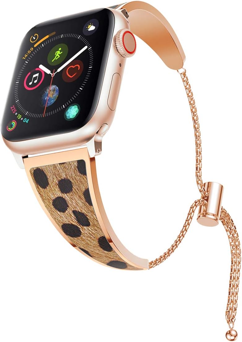 YSSNH Feather Metal Bands Compatible with Apple Watch Band 38mm 40mm 42mm 44mm Women Replacement for iWatch Series 5 4 3 2 1 Band, Dressy Stylish Cuff Bracelet Bangle Wristband with Push-Button Buckle