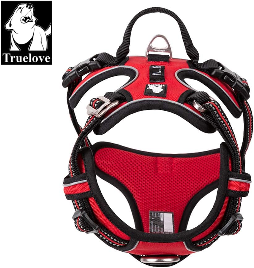 Dog Harness No Pull Adjustable Reflective Step-in Soft Nylon For Small Large Pet TLH56512(L, Red) - Image 5
