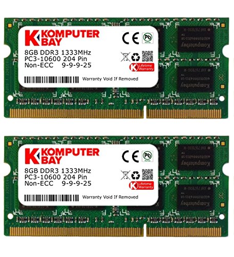 Komputerbay 16GB (2x 8GB) PC3-10600 10666 1333MHz SODIMM 204-Pin Laptop Memory 9-9-9-24 for PC only - not MAC