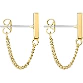 Chain Earrings for Women 18K Gold Plated Dainty Bar Drop Dangle Earrings Long Threader Earring Hypoallergenic Line Dangly Jewelry Gift for Teen Girls