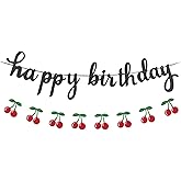 Cherry Happy Birthday Banner Cherry Party Birthday Banner Birthday Party Decoration