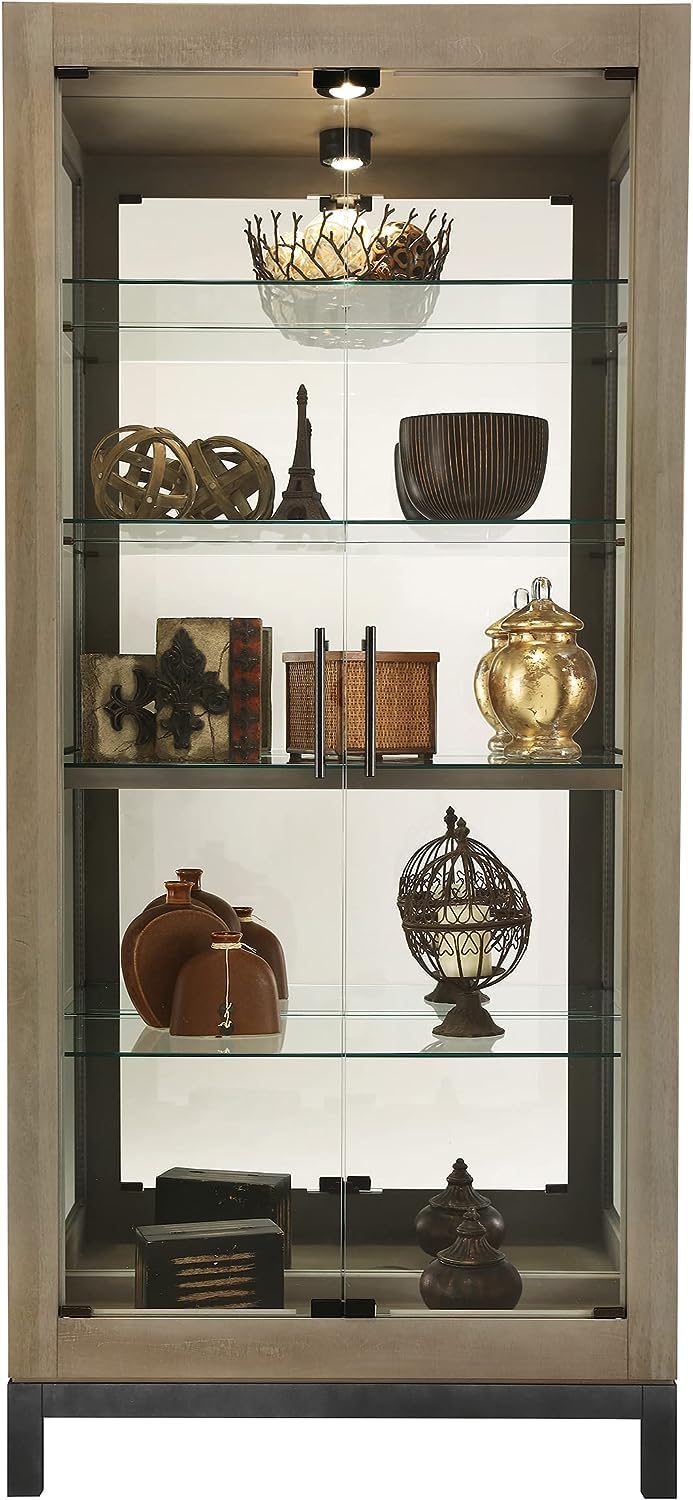Photo 1 of ***SEE NOTES***Howard Miller Hurwicz Curio Cabinet II, Lockable Storage Cabinets for Collectibles, Decorative Items, Living Room, Home Decor Or Office with Grey Finish, Light Glass Shelves Floor Mount