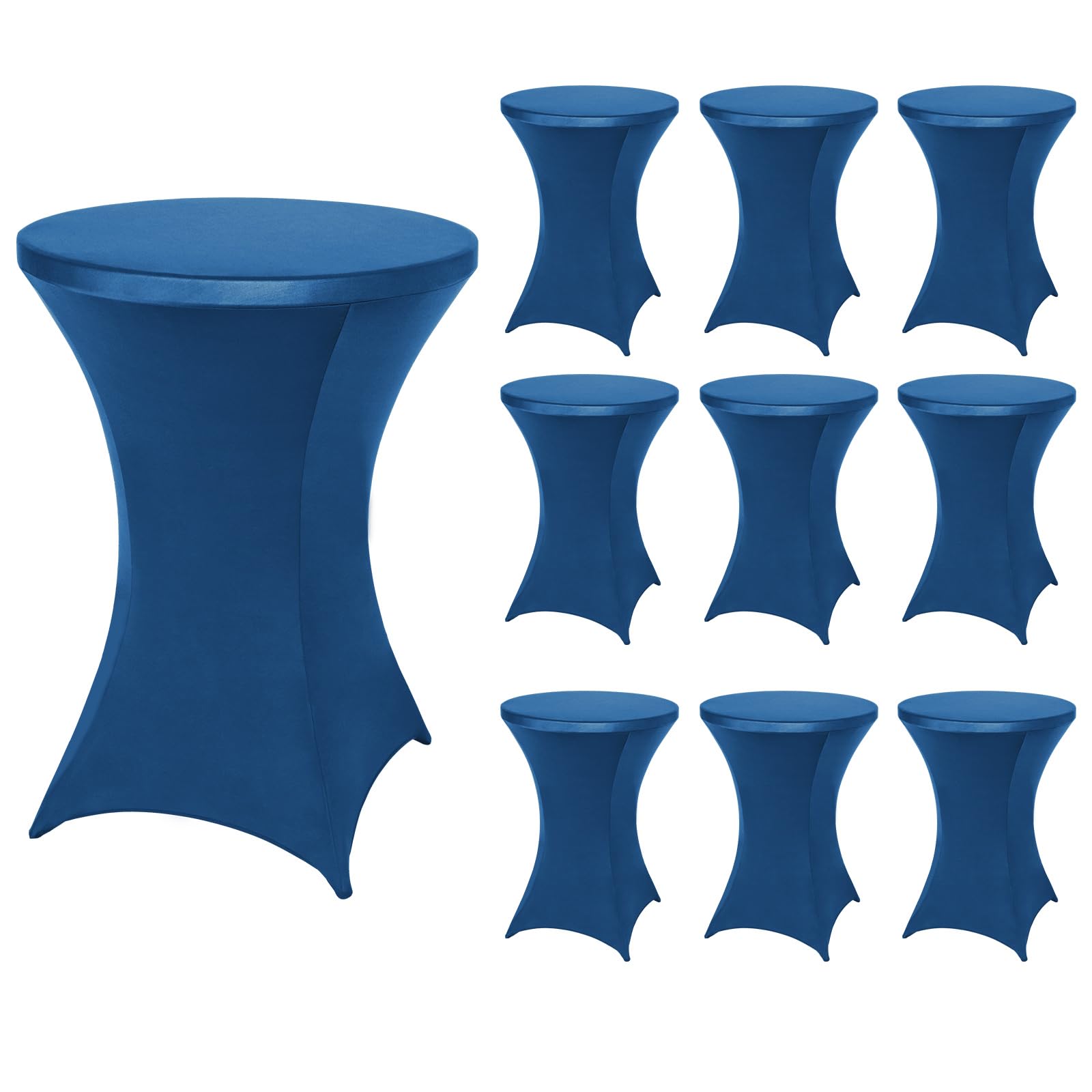 FestiCorp 10 Pack Spandex Blue Table Cover, Cocktail Fitted Tablecloths, Round Highboy Stretch Table Covers Cloths for Party, DJ, Bar, Wedding, Birthday, Banquet, 30"-32" Diameter x 40"-43" Height Image