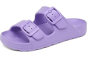 INMINPIN Boys Girls Double Buckle Slide Sandals Comfort Beach Pool Shower Slippers Adjustable Indoor Outdoor Little Kid/Big Kid