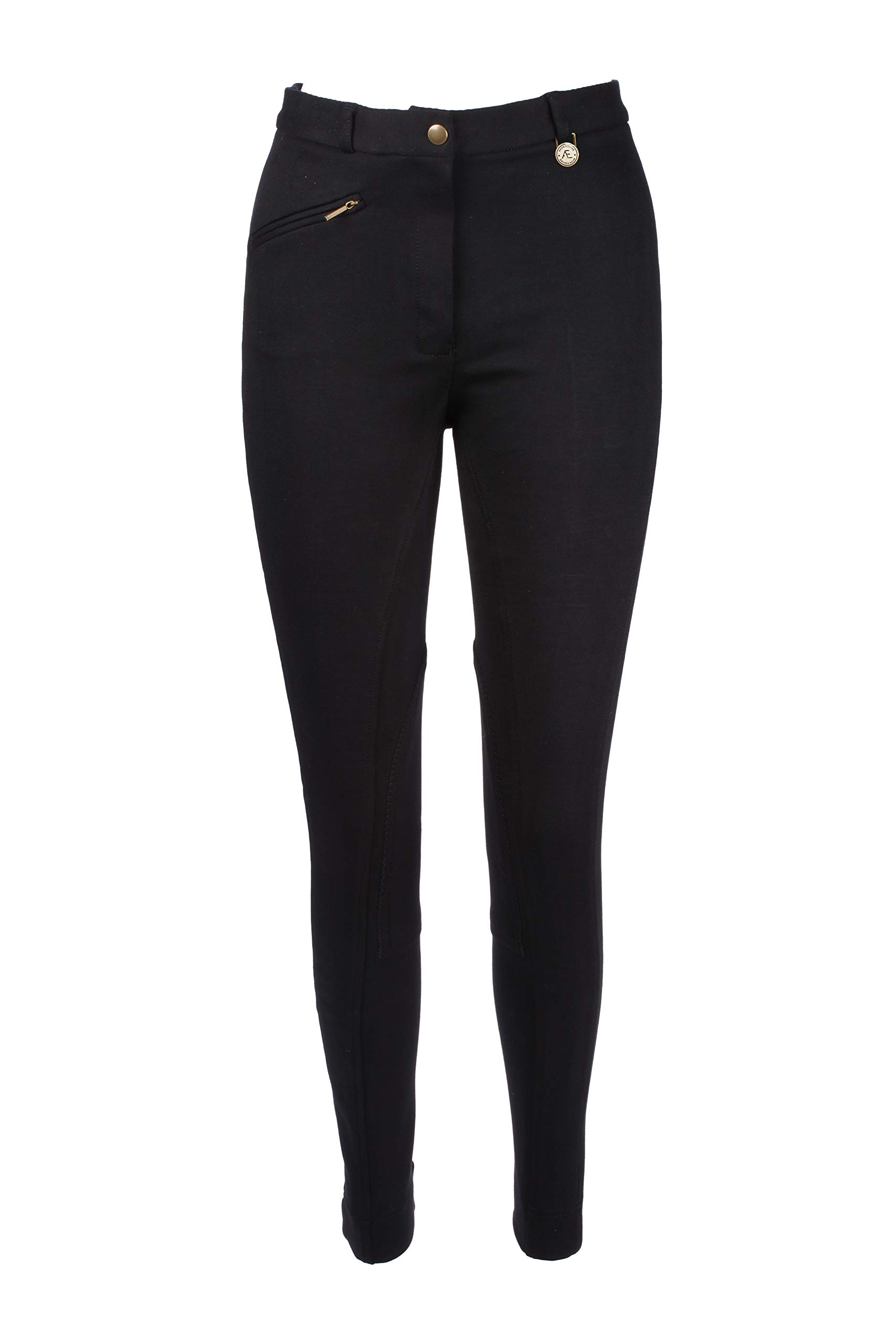 Avon Equine Cotton Childrens Horse Riding Jodhpurs for Boy and Girls 4 Way Stretch Soft Junior Child Equine Jodhpurs Jods (Black, 18)