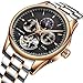 Affute Luxury Men's Automatic Self-Wind Watches with Stainless Steel Band Black Face
