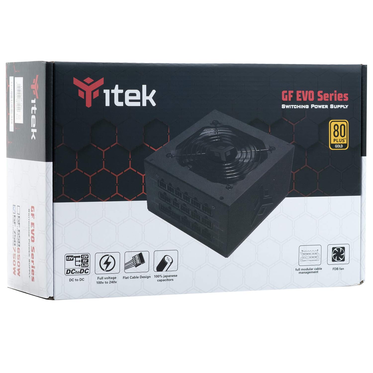 Itek Power Supply For Pc Gf750 Evo - 750W Hdb Hydraulic Dynamic Bearing 12Mm Active Pfc Protection Efficiency Certification 80 Plus Gold Semi Modular Plug Giapp Capacitors - View 8