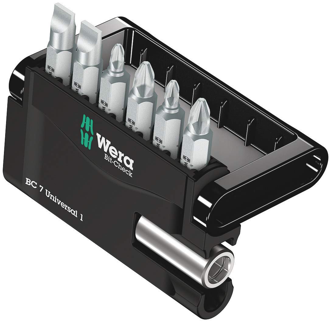 Wera 05056295001 Mini-Check Set Extra-Tough for Drill/Drivers, Slotted, Pozidriv, Phillips 7pc