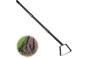 DWELSPIRE Garden Hoe Cultivator, Weed Puller Tools with Adjustable Long Handle for Weeding, Digger, loosening Soil, Metal Garden Hula Hoe with Rake Tiller Cultivator (17-60 Inch)