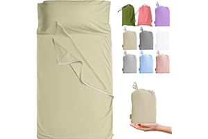 Cozysilk Brand - GANNAFEE Cotton Sleeping Bag Liner with Zipper - 100% Cotton Travel Sheet Sleep Sack Adult - Travel Sleeping Bag for Hotels Camping Hiking