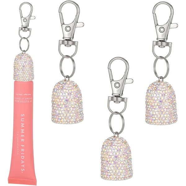 Veseek Lippenbalsam-Halter Als Schlüsselanhänger – Glitzernder Kristall, Für Unterwegs, Einfach Zu Befestigen