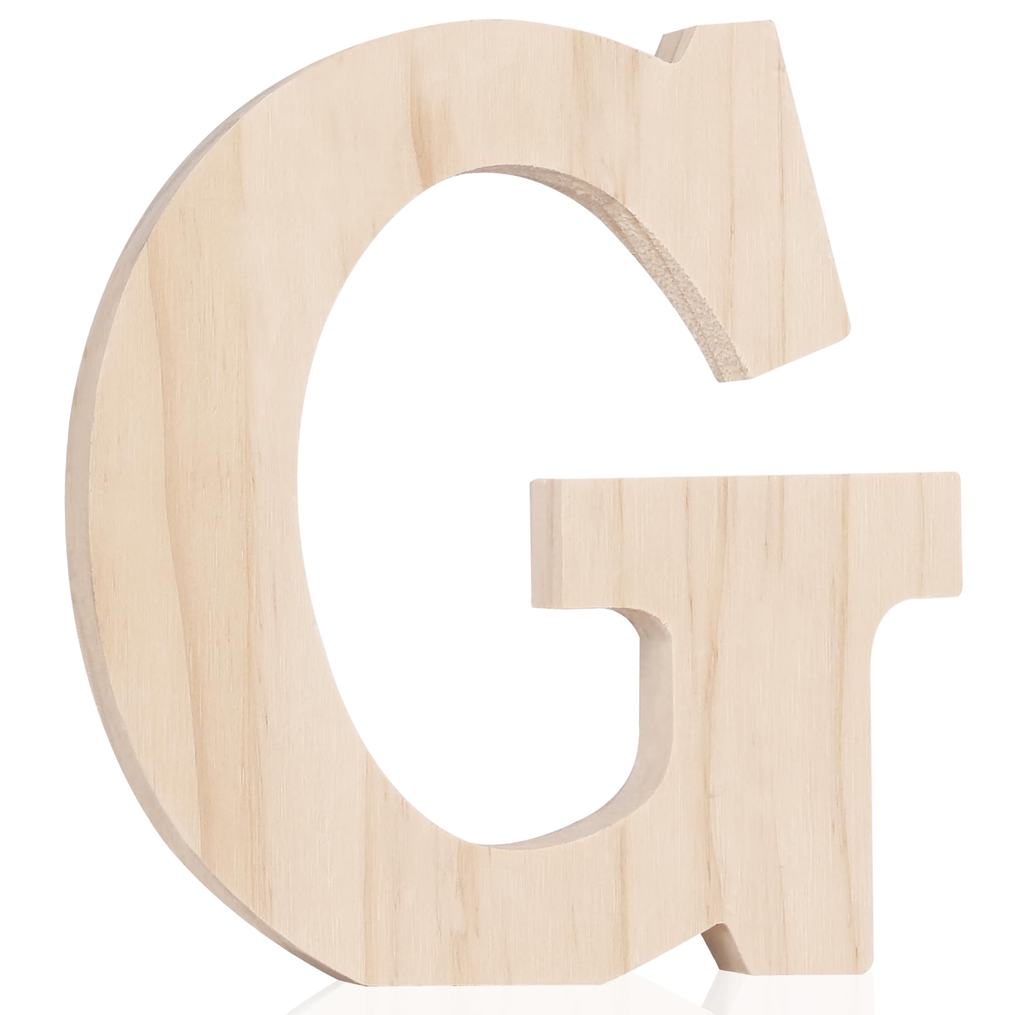 Photo 1 of Oubest Wooden Letters 6 Inches Unfinished Wood Large Alphabet Letters for Wall Decor Home Shelf Party Table Standing Decoration Wooden Name Signs DIY Painting Craft Projects (Block Letter G)