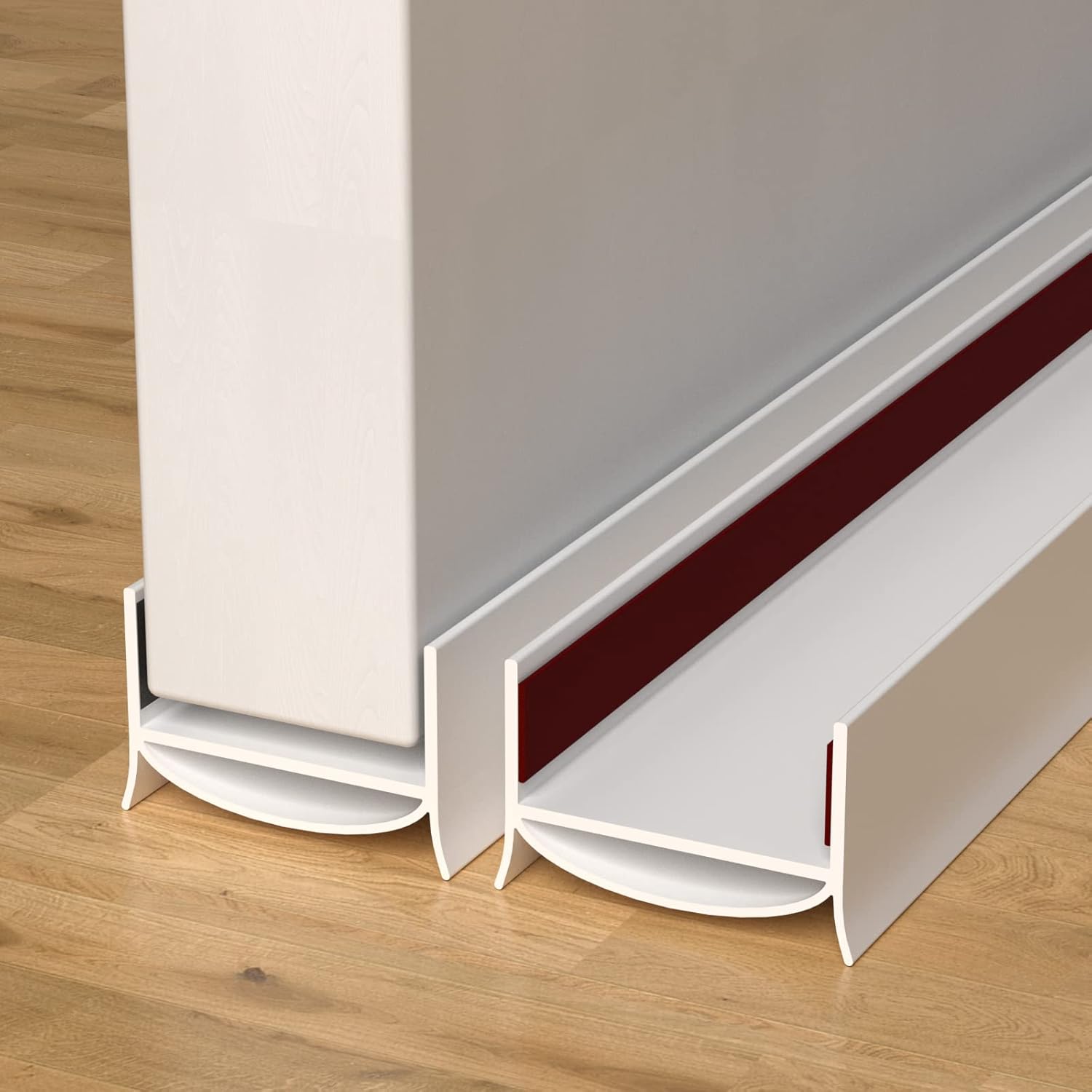 Draft Stoppers - 2 Pack Door Draft Stopper, 39” Length Cuttable Under Door Seal, Strong Adhesive Door Sweep for Exterior and Interior Doors (White)