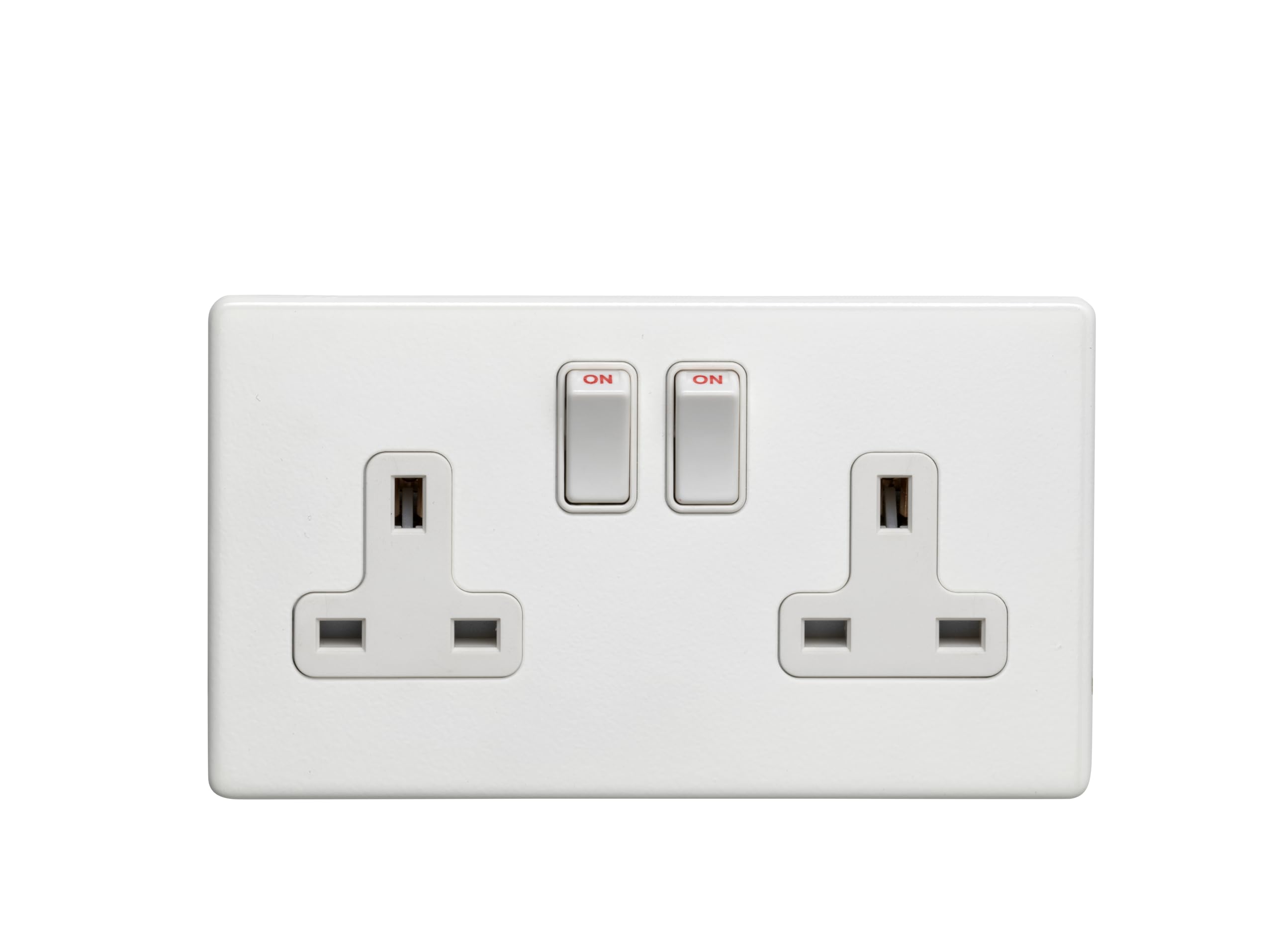 2 Gang 13Amp Dp Switched Socket Flat Concealed White Plate White Rockers — image 1