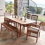WE Furniture Solid Acacia Wood 6-Piece Patio Dining Set