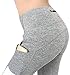 MYoga Women's Yoga Pants Workout Capri Leggings Running Tights w Side Pocket (M, Grey)