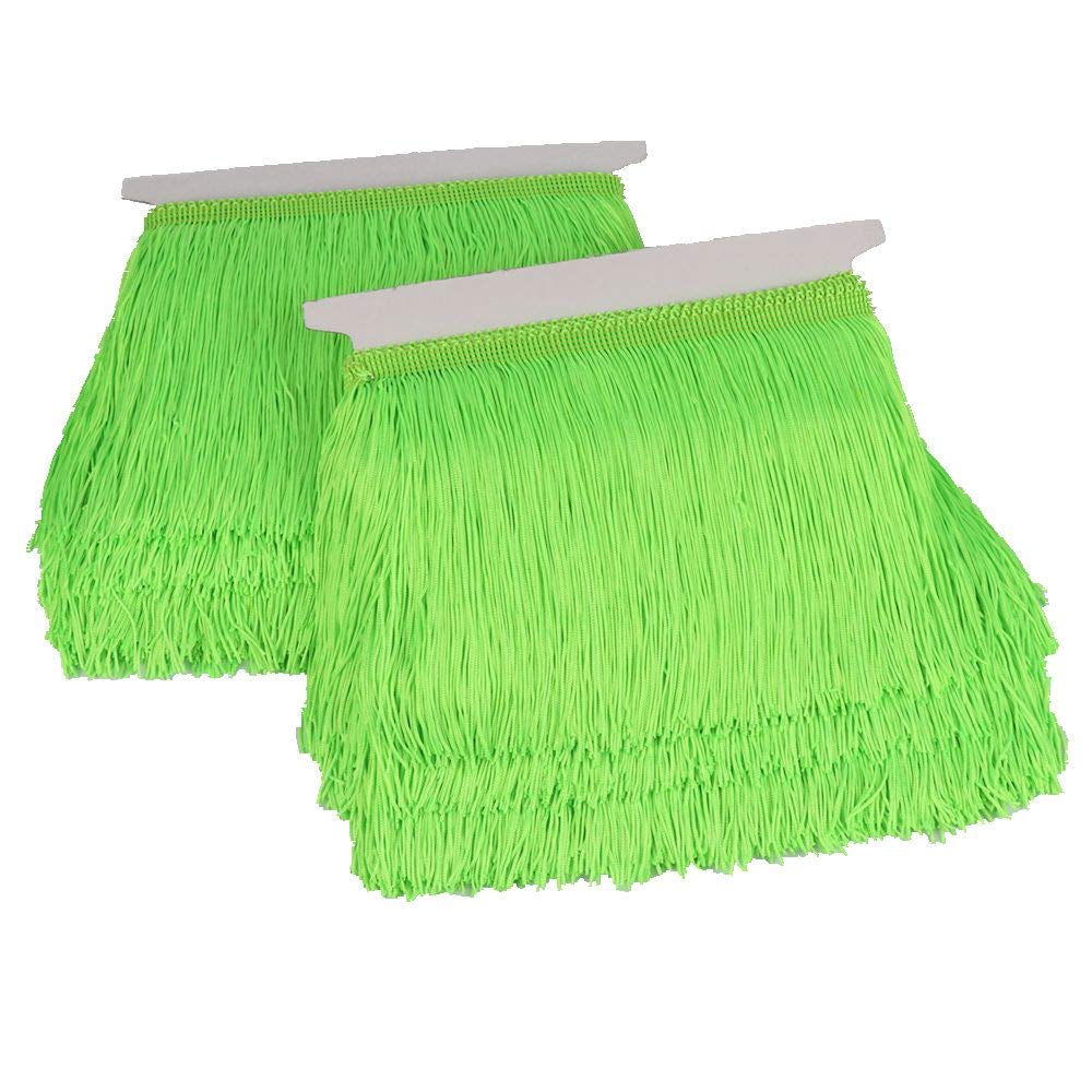 Fringe Trim Lace Polyerter Fibre Tassel 6 inch(″) Wide 10 Yards Long for Clothes Accessories and Latin Wedding Dress and DIY Lamp Shade Decoration BlackWhiteRedGoldBluePinkGrey(Fluorescent Green) — image 1