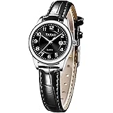 Taxau Leather Band Womens Watches with Day Date Quartz Analog Small Face Classic Ladies Watch Arabic Numerals Elegant Dress Reloj Mujer