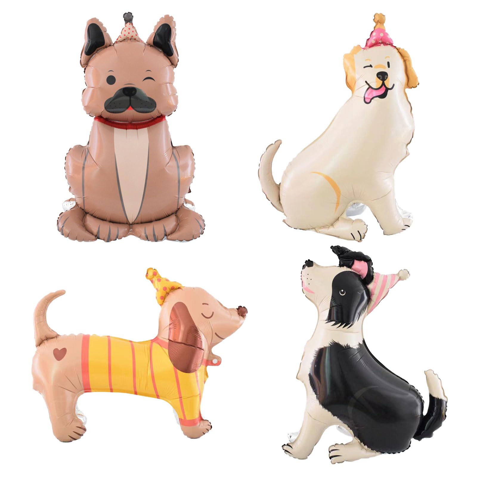 Photo 1 of 4PCS Pet Dog Foil Balloons 4D Standing Cute Puppy Balloons Self Standing Animal Foil Mylar Balloon for Baby Shower Dog Theme Party Birthday Decorations
