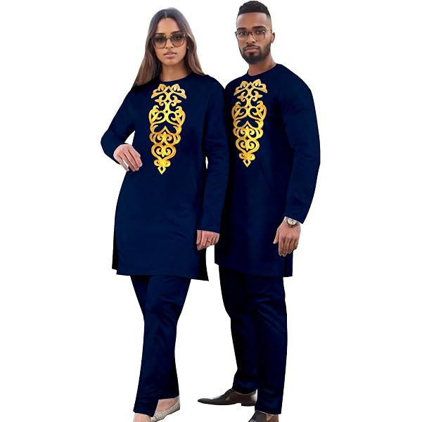 African Couple Outfits Kebaya Women Dress Matching Men's Suit Shirt Pants  Set Traditional Clothing Small Brown Men at Amazon Women's Clothing store