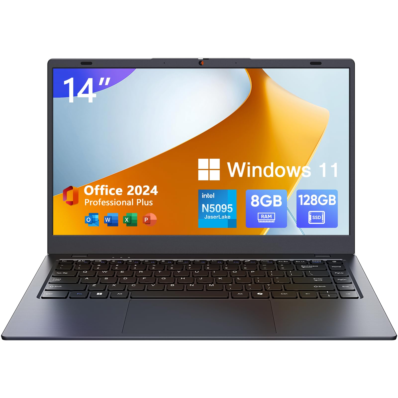 Photo 1 of ITAMRYO Win11 Laptop, 8GB RAM/128GB SSD, 14.1 inch HD Display, Intel N5095 Quad Core Processor Notebook Computer, Support 2.4G/5G Hz WiFi, BT