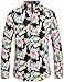 SSLR Men's Floral Cotton Casual Long Sleeve Button Down Shirt (Medium, Red Hibiscus)