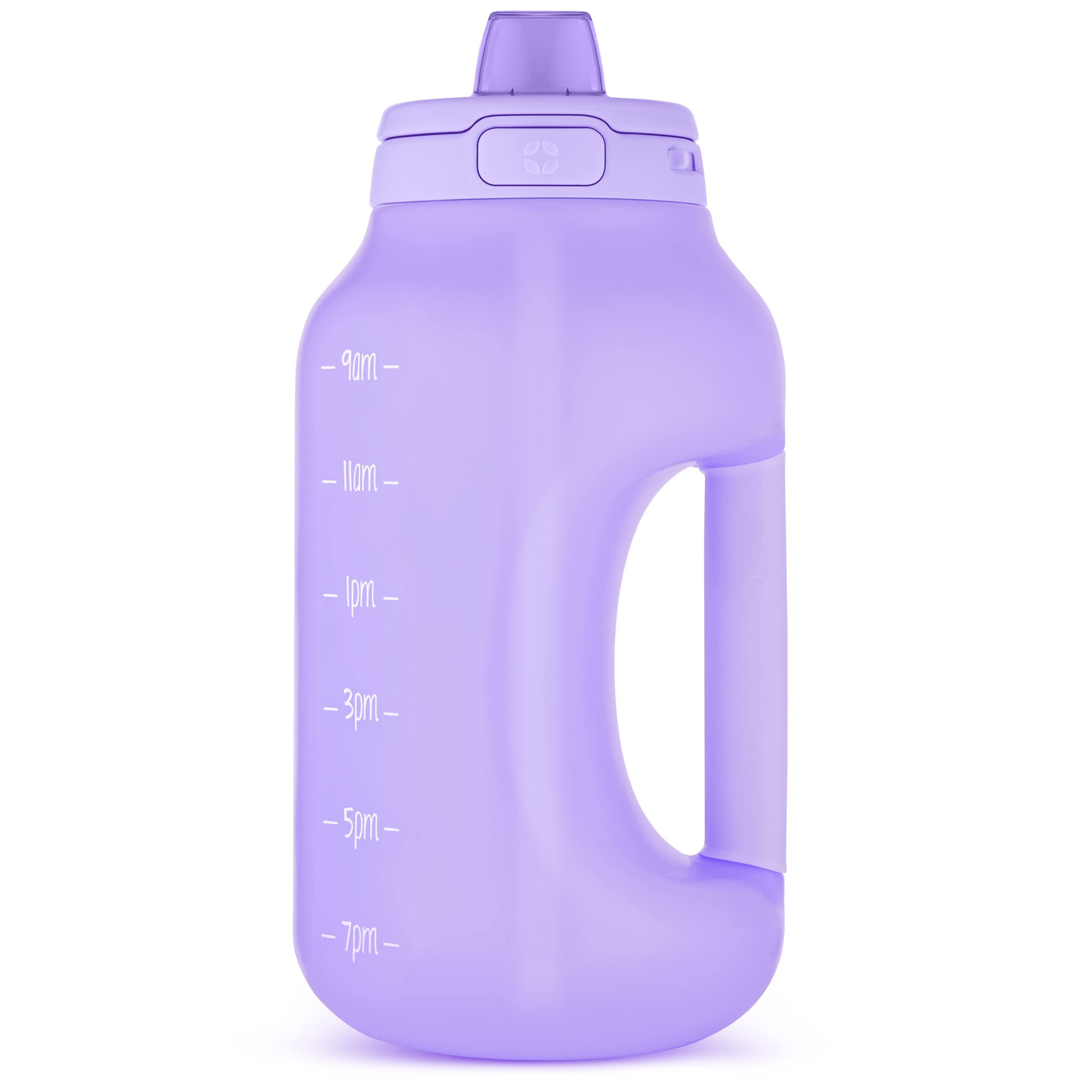 Photo 1 of Ello Hydra 64oz Half Gallon Water Jug with Handle and Motivational Time Markers for All Day Hydration, Plastic Reusable Water Bottle with Straw and Locking, Leak Proof Lid, BPA Free, Lilac