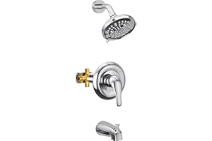 Esnbia Shower Tub Kit, Tub and Shower Faucet Set（Valve Included) with Rain Shower Head and Tub Spout, Single-Handle Tub and Shower Trim Kit,Chrome