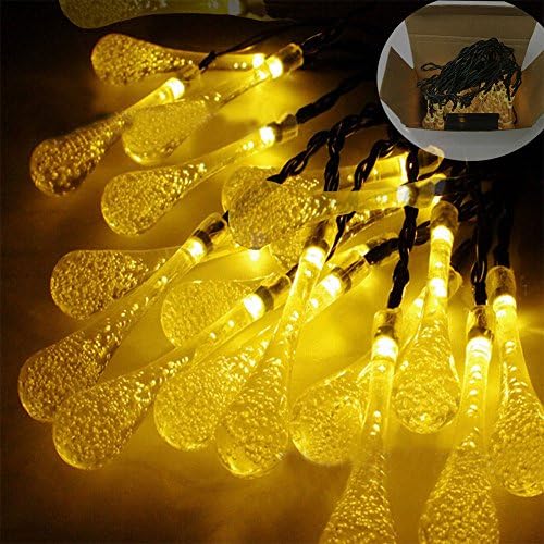 Santotech Solar Strings Lights, 20 Feet 30 LED Water Drop Solar Fairy Lights, Waterproof Lights for Garden, Patio, Yard, Home, Parties- Multi Color