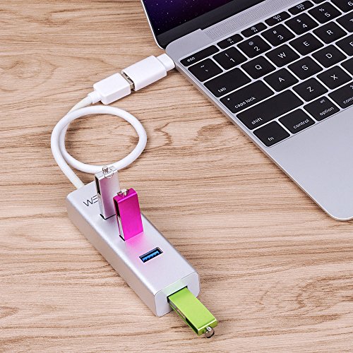 USB C Hub, WEme Portable 4 Port USB 3.0 Hub with Type C Adapter Converter, 2 in 1 USB Data Hub Compatible with Mac, iMac, MacBook Air, Surface Pro and Other Type C Devices, Unibody Aluminum - Thumbnail 7