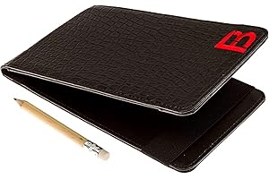 FB FUZZYBUNKERS Quality Leather Golf Scorecard Holder - Yardage Book Cover - Golf Yardage Book - Golf Scorecard Book -Free Pencil and Stat Tracker Sheet