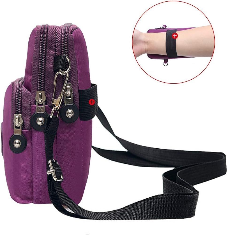 CYchen Multifunction Women Ladies Girls Waterproof Nylon Wrist Purse Small Crossbody Shoulder Bag Outdoor Travel Cell Phone Pouch Holder Mini Wallet key Handbag Armband Case for iPhone Samsung - Image 4